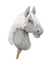 Hobby Horse Duży koń na kiju Premium - siwy z białą grzywą A3