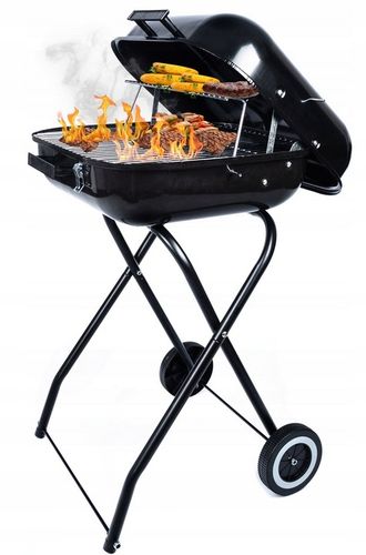 GRILL Węglowy na brykiet Ogrodowy PRZENOŚNY turystyczny WÓZEK POKRYWA na Arena.pl