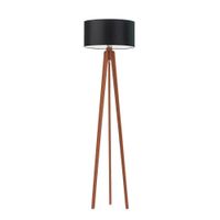 Lampa podłogowa MIAMI abażur czarny stelaż mahoniowy