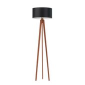 Lampa podłogowa MIAMI abażur czarny stelaż mahoniowy