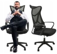 FOTEL BIUROWY CZARNY KRZESŁO BIUROWE FOTEL OBROTOWY ERGONOMICZNY