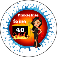 Opłatek na tort Urodziny Piekielnie Fajna Kobieta Postać Whisky Drink 18 40