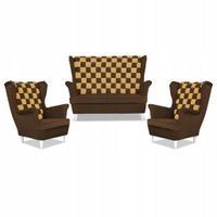 Zestaw uszak CAROL DUO sofa fotele brązowo - żółty