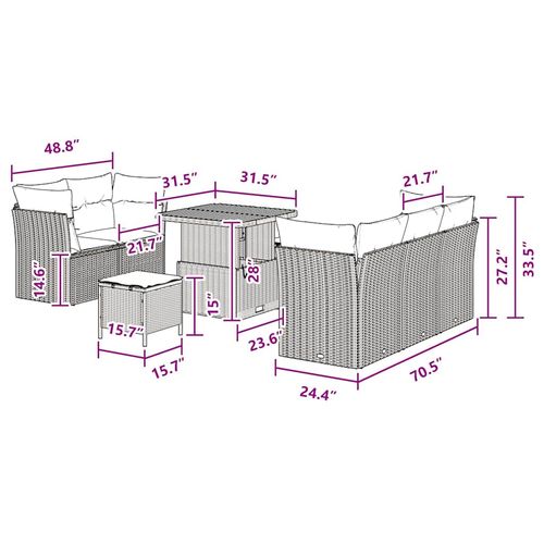 Zestaw Sof na Ogród 8 pcs Czarny polirattan na Arena.pl