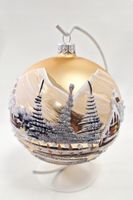 Ręcznie Malowana Bombka na Stojaku z Pejzażem Zimowym Mała 80