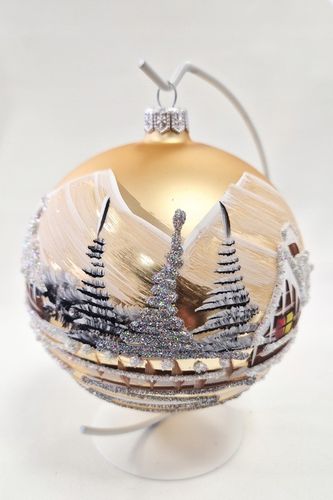 Ręcznie Malowana Bombka na Stojaku z Pejzażem Zimowym Mała 80 na Arena.pl