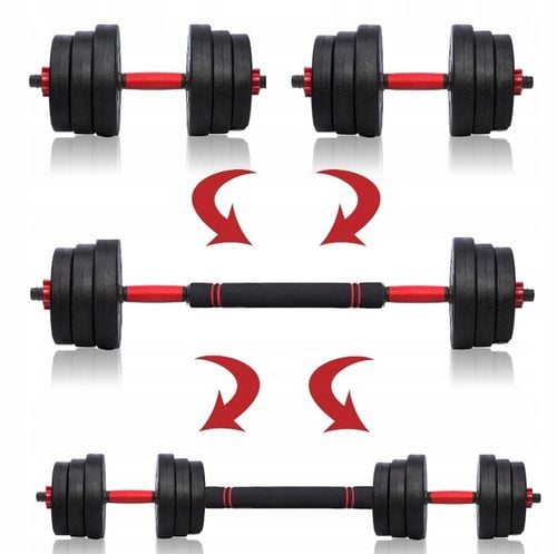 Hantle 20kg 2x10kg + SZTANGA GRYFY ZESTAW CIĘŻARKÓW DO ĆWICZEŃ REGULOWANE na Arena.pl