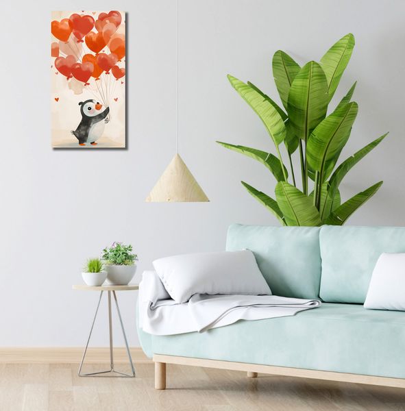 Obraz 30x60cm Pingwinek z Balonami zdjęcie 2