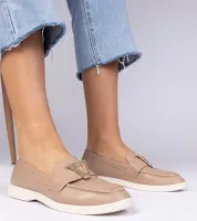 Ciemnobeżowe damskie mokasyny z elegancką ozdobą Viletta 36