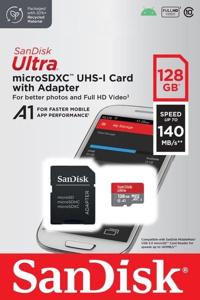Szybka Karta 140MB/s SanDisk 128GB micro SDXC SD zdjęcie 1