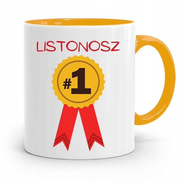 Kubek Żółty Dla Listonosza Listonosz Idealny Z Nadrukiem Ze Zdjęciem zdjęcie 1