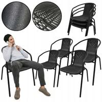 4X KRZESŁO OGRODOWE MOCNE WYGODNE DO OGRODU NA TARAS LORETTO CZARNY