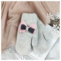 rękawiczki cute kokardki szare rek133