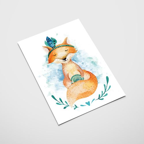 Plakat lisek lis akwarela 40x50 cm na Arena.pl