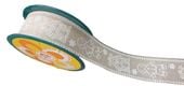 wstążka lniana tkana motywem świątecznym 4 cm x 10 yd