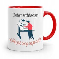 Kubek Czerwony Architekta Jestem Architektem Z Nadrukiem Ze Zdjęciem