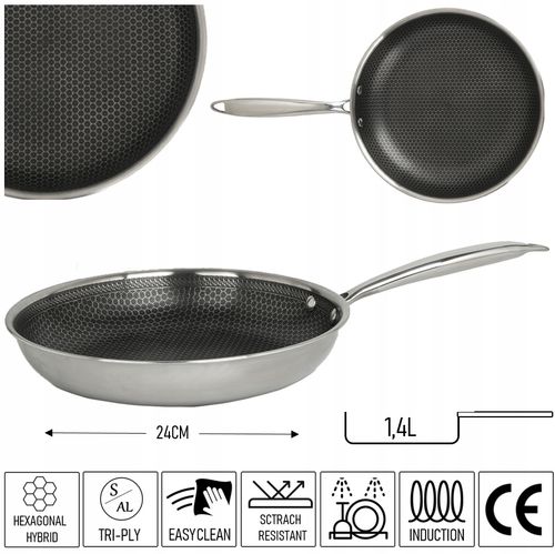 PATELNIA POWŁOKA NON STICK - STRUKTURA PLASTRA MIODU HEXAGONAL HYBRID 24CM na Arena.pl