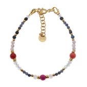 Bransoletka znak zodiaku waga - mix kamieni i srebro złocone