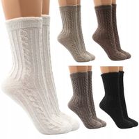 5x NATURALNE WEŁNIANE skarpetki damskie CIEPŁE SKARPETY Angora BEZUCISKOWE