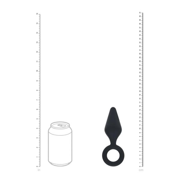 Silicone Anal Plug With Loop - L - Black zdjęcie 6