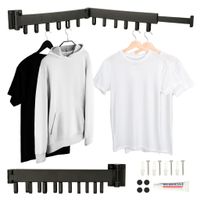 Suszarka Na Pranie Wieszak Teleskopowy Ścienny Składany Czarny 90cm Zestaw