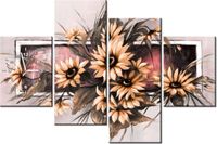 120CM 80CM ZEGAR 4 ELEM SŁONECZNIKI PUDROWYM RÓZU OBRAZ ŚCIENNY