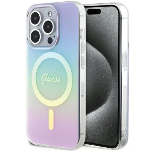 Etui Guess IML Iridescent MagSafe na iPhone 15 Pro 6.1" - fioletowe na Arena.pl
