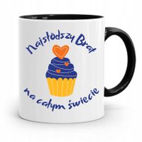 Kubek Czarny Prezent Dla Brata Najsłodszy Brat Z Nadrukiem Ze Zdjęciem