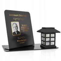 ZNICZ solarny + PODSTAWKA z personalizacją na grób