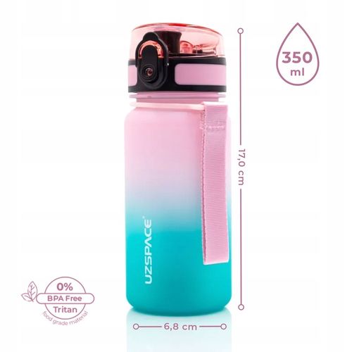 Bidon na wodę dla dziewczynki 350 ml różowo-turkusowy BPA Free na Arena.pl