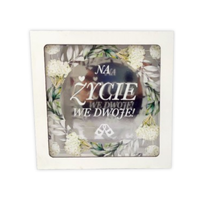 skarbonka 18 x 18cm prezent dla młodej pary ślub seria biały bez 3301-bb