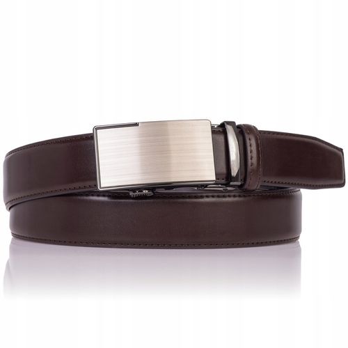 Pasek SKÓRZANY Męski Automat BRĄZOWY spodni klamra na Arena.pl