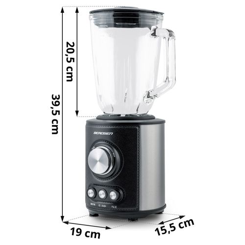 Blender kielichowy szklany do smoothie koktajli kruszy lód 1,5L 800W BD-751 Berdsen czarny na Arena.pl