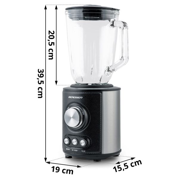 Blender kielichowy szklany do smoothie koktajli kruszy lód 1,5L 800W BD-751 Berdsen czarny zdjęcie 15