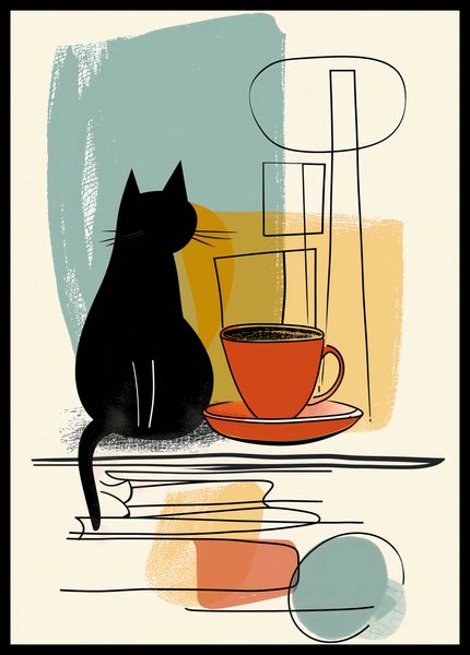 Plakat 42x59,4cm Kot i Kawa zdjęcie 2