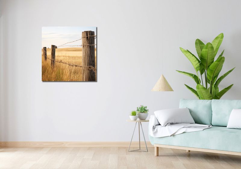 Obraz 70x70cm Płot na Polu zdjęcie 2