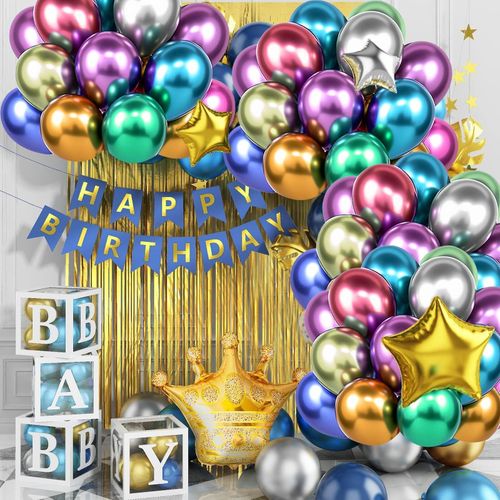 Balony lateksowe kolorowe zestaw 60 sztuk metaliczne 12 cali wstążki na Arena.pl