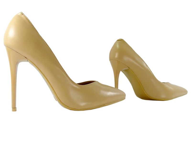 Beżowe matowe szpilki eko skóra 38 zdjęcie 3