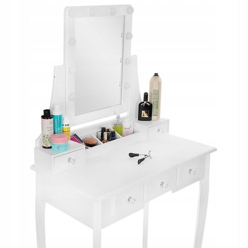 TOALETKA KOSMETYCZNA z LUSTREM LED BIAŁA + TABORET na Arena.pl