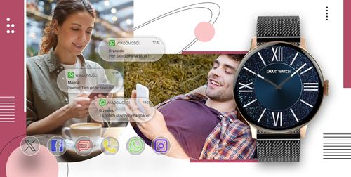 Smartwatch Giewont Supernova SmartCall GW330-4 Black Shine/Powder Pink na Arena.pl