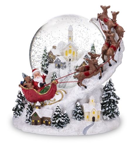 SZKLANA KULA ŚNIEŻNA 20CM Z POZYTYWKA ŚWIĄTECZNA ZE ŚNIEGIEM ŚWIĘTY MIKOŁAJ na Arena.pl