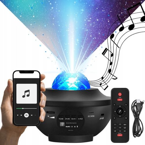 Projektor Gwiazd Rzutnik Nieba Lampka Nocna LED Głośnik Bluetooth + Pilot na Arena.pl