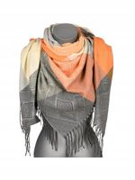 Versoli miękka i ciepła chusta krata frędzle krata jodełka szary REC-74 7#