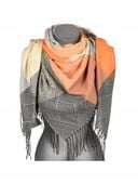 Versoli miękka i ciepła chusta krata frędzle krata jodełka szary REC-74 7#