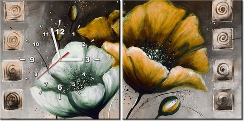 40 80CM ZEGAR 2 ELEM MALOWANE MAKI ZÓŁCI ŚCIENNY na Arena.pl