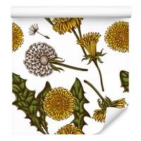 Tapeta na korytarz kwiaty mlecza dmuchawce liście