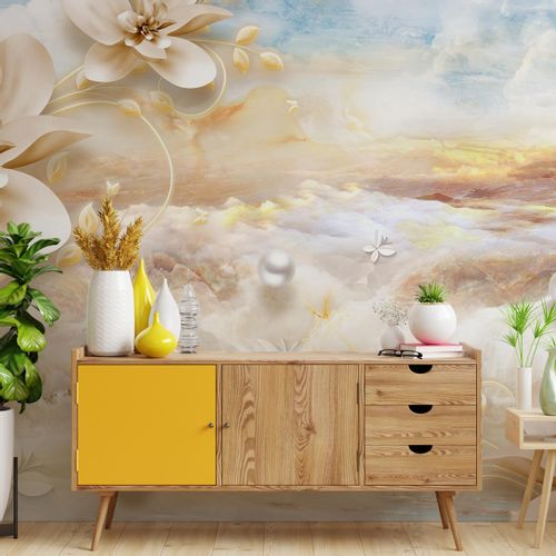 Fototapeta Ścienna Kwiaty PERŁY Marmur Abstrakcja 270cm x 180cm na Arena.pl