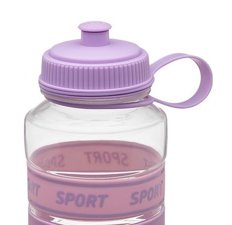 Butelka sportowa bidon MAXI 1000 ml wrzosowo-różowa silikonowe opaski zdjęcie 2