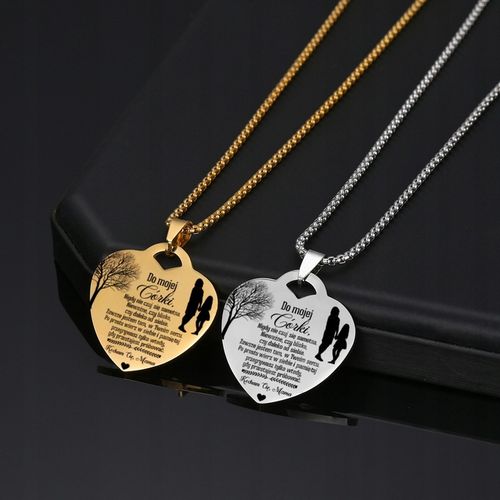 Srebrny Łańcuszek Zawieszka SERCE NASZYJNIK DLA CÓRKI OD MAMY Grawer BOX na Arena.pl