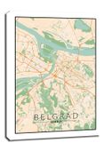 Belgrad mapa kolorowa - obraz na płótnie 50x70 cm